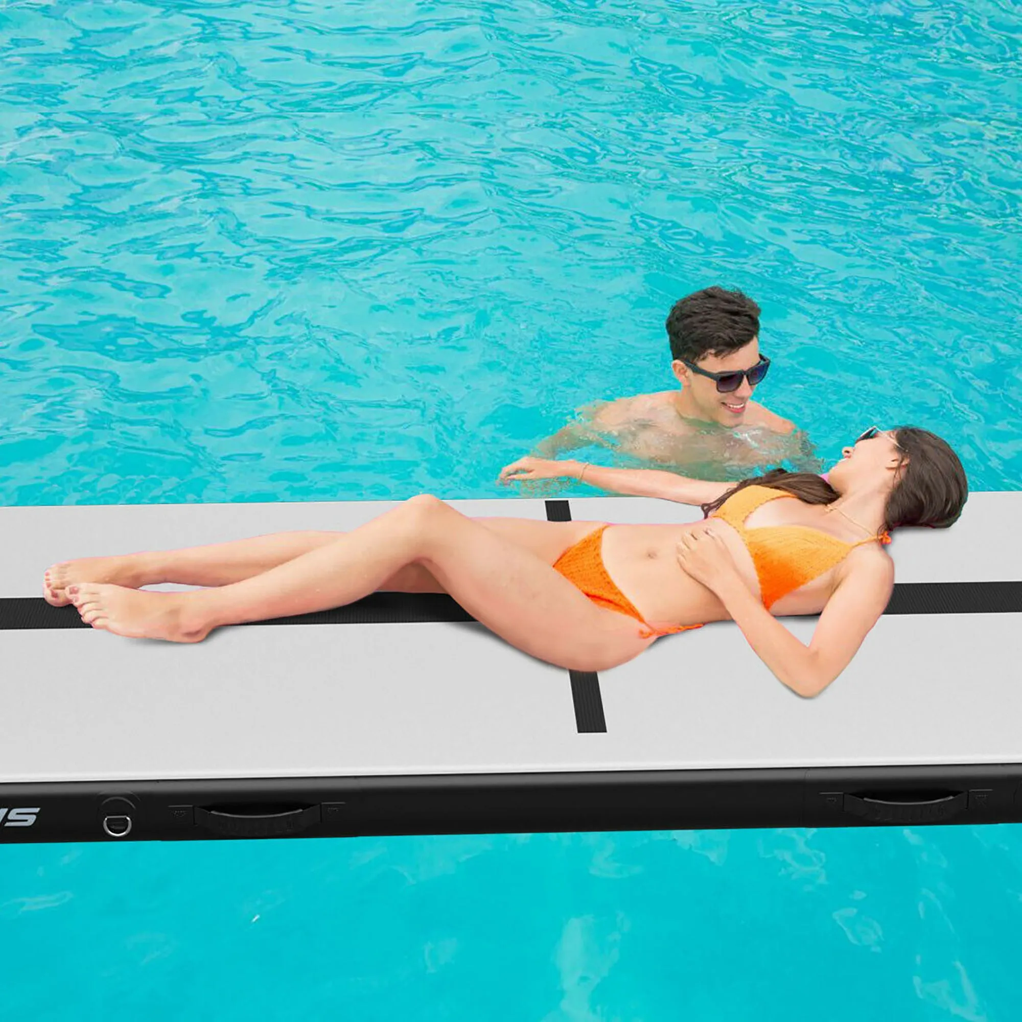 10FT Air Track Inflatable Gymnastics Tumbling Mat w/ Pump Black