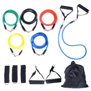 11 PCS Resistance Band Set Yoga Pilates Abs Exercise Fitness Tube Workout Bands