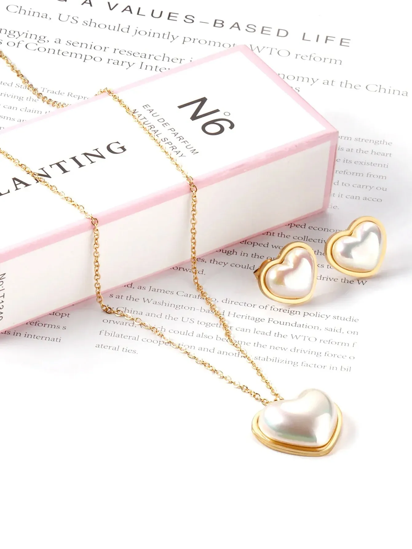 3pcs Stainless Steel Heart Pendant Necklace and Earring Set - FD ⚡