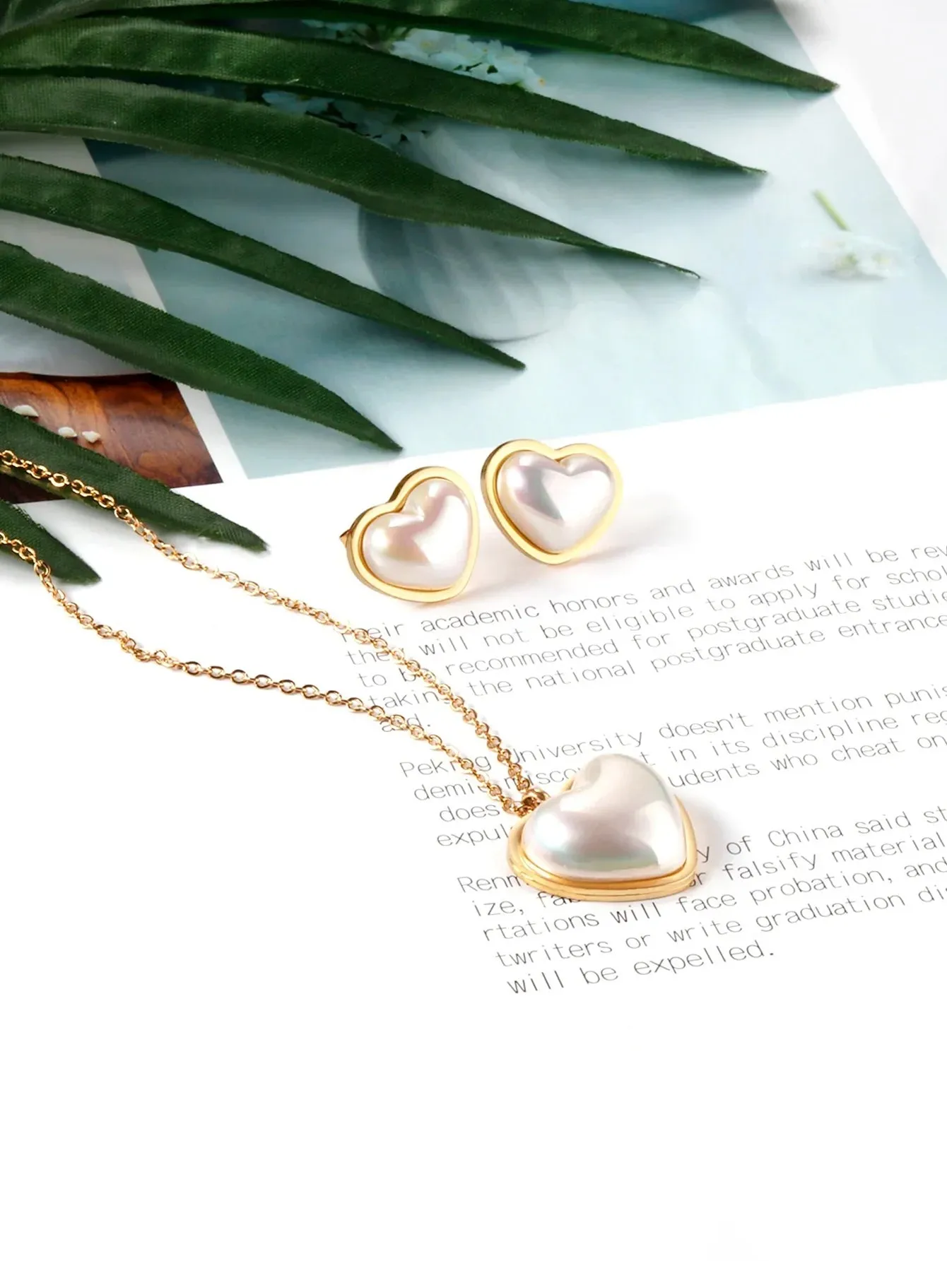 3pcs Stainless Steel Heart Pendant Necklace and Earring Set - FD ⚡