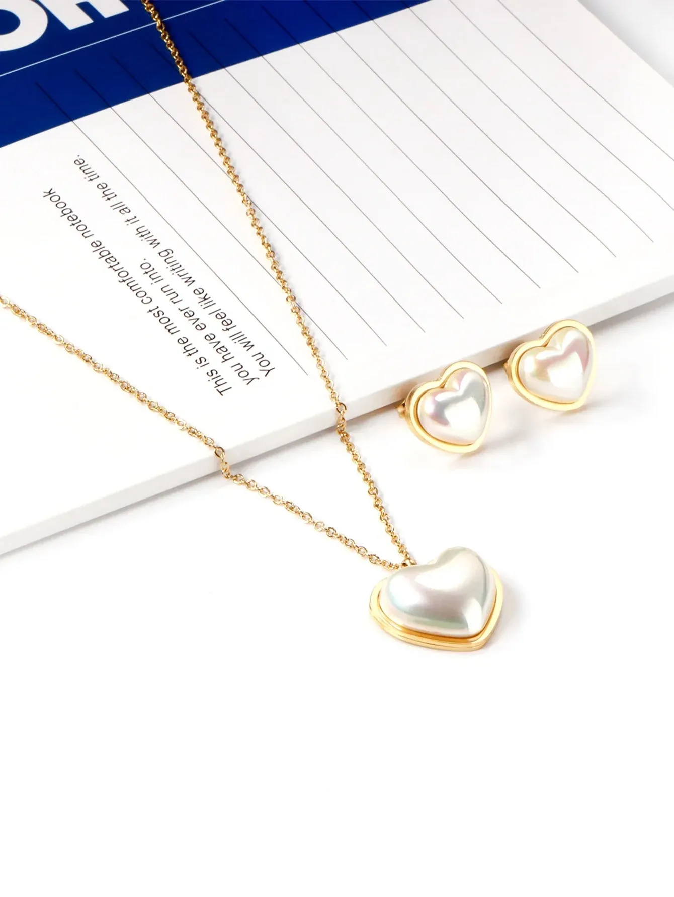 3pcs Stainless Steel Heart Pendant Necklace and Earring Set - FD ⚡
