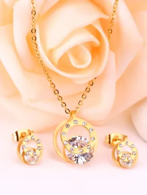 3pcs Stainless Steel Zircon Jewelry Set - FD ⚡