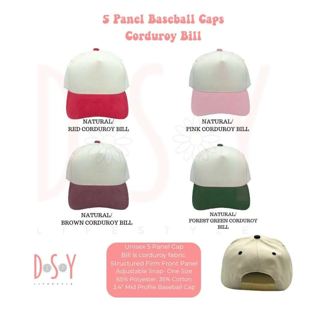 5-Panel Corduroy Bill Hat – Retro Streetwear Cap | Adjustable Unisex Fashion Hat