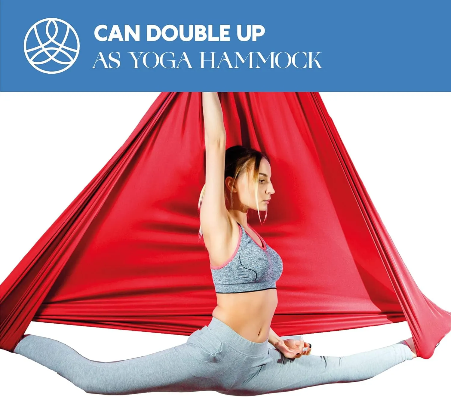 Aerial Silks Yoga Sling Hammock Starter Kit - Tricot Fabric, 9 yd, Red