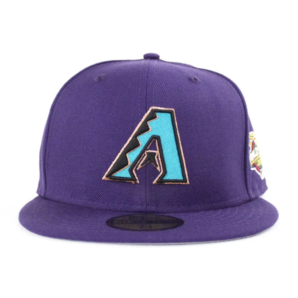 Arizona Diamondbacks 2001 WORLD SERIES New Era 59Fifty Fitted Hats (RETRO Purple GRAY UNDER BRIM)