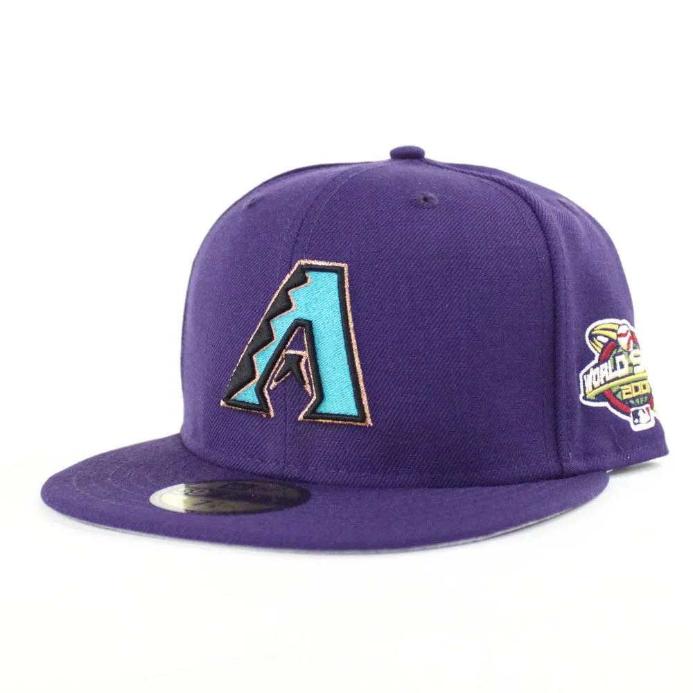 Arizona Diamondbacks 2001 WORLD SERIES New Era 59Fifty Fitted Hats (RETRO Purple GRAY UNDER BRIM)