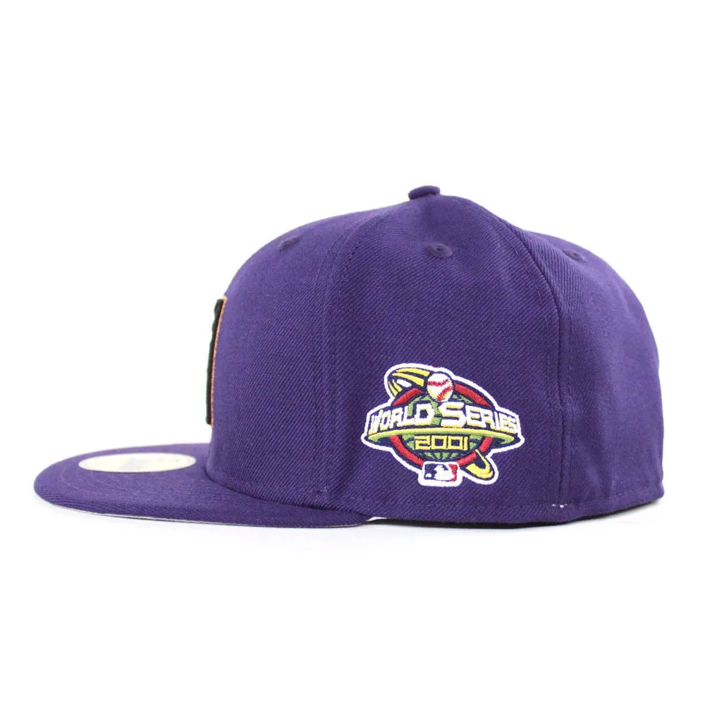 Arizona Diamondbacks 2001 WORLD SERIES New Era 59Fifty Fitted Hats (RETRO Purple GRAY UNDER BRIM)