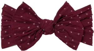 Baby Bling Burgundy Shabby Dot Patterned Knot Headband