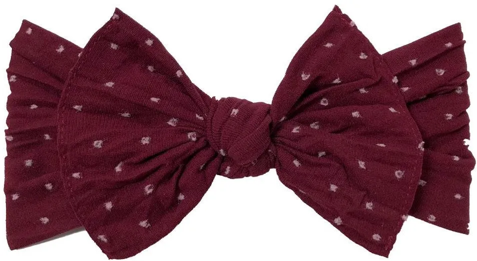 Baby Bling Burgundy Shabby Dot Patterned Knot Headband