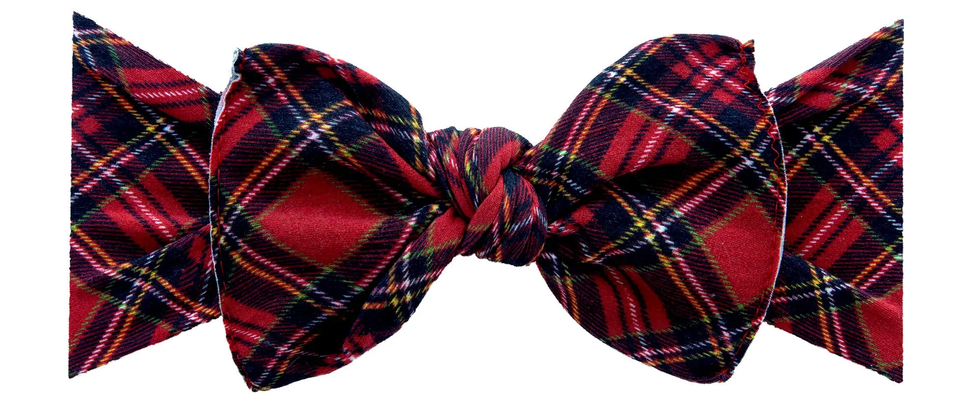 Baby Bling Red Tartan Plaid Printed Knot Headband
