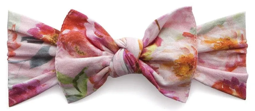 Baby Bling Soft Pink Floral Printed Knot Headband
