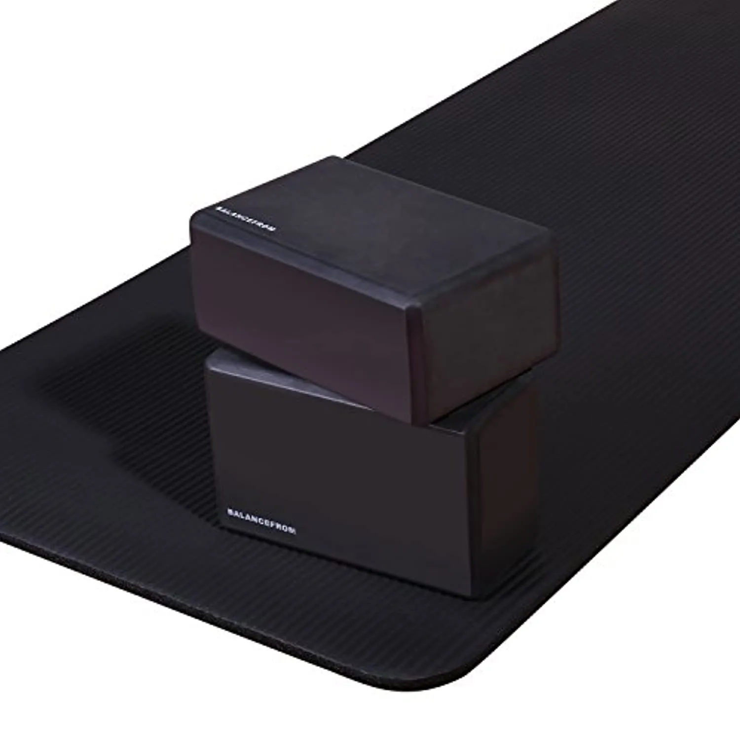 BalanceFrom GoYoga All-Purpose 1/2-Inch Extra Thick High Density Anti-Tear Exercise Yoga Mat with Carrying Strap and Yoga Blocks