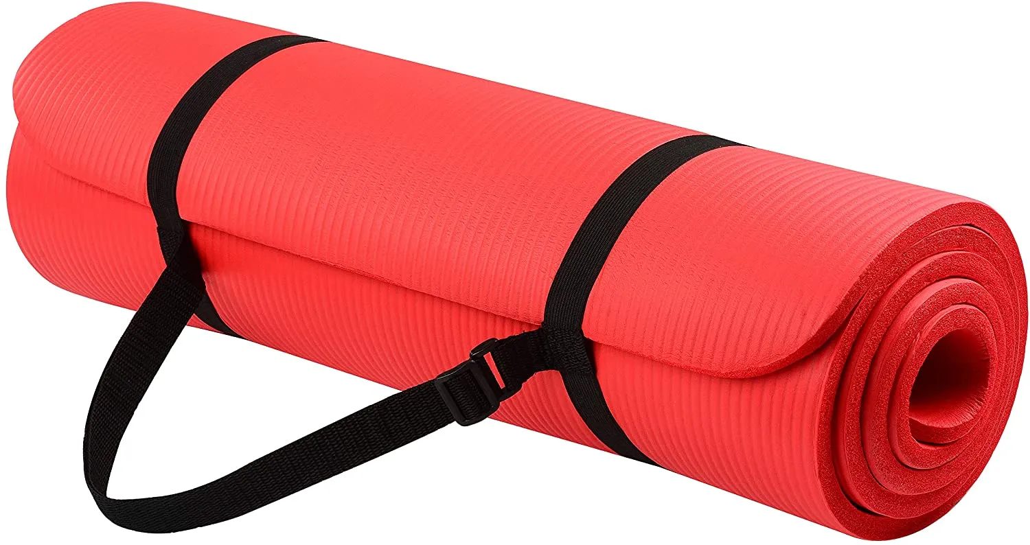 BalanceFrom GoYoga All-Purpose 1/2-Inch Extra Thick High Density Anti-Tear Exercise Yoga Mat with Carrying Strap and Yoga Blocks