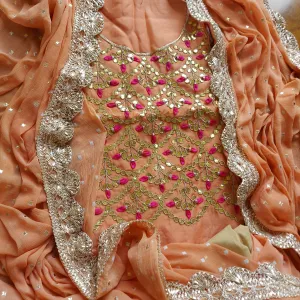 Beautiful Peach Gota Patti Salwar Suit