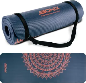 Bionix Yoga Mat Dark Blue - Thick NBR Foam Fitness Workout - Pilates Mat
