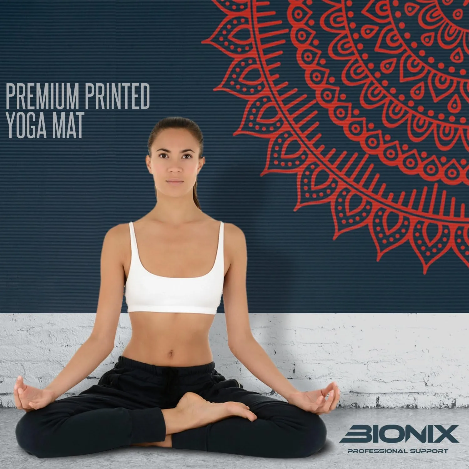 Bionix Yoga Mat Dark Blue - Thick NBR Foam Fitness Workout - Pilates Mat