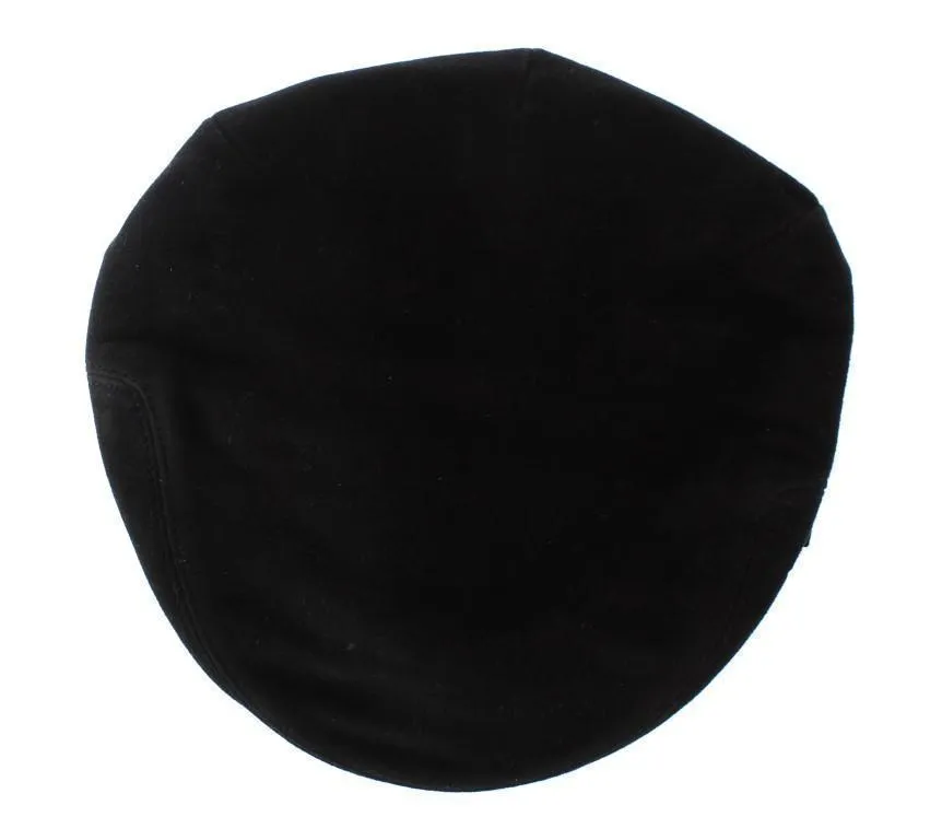 Black Cotton Newsboy Cap
