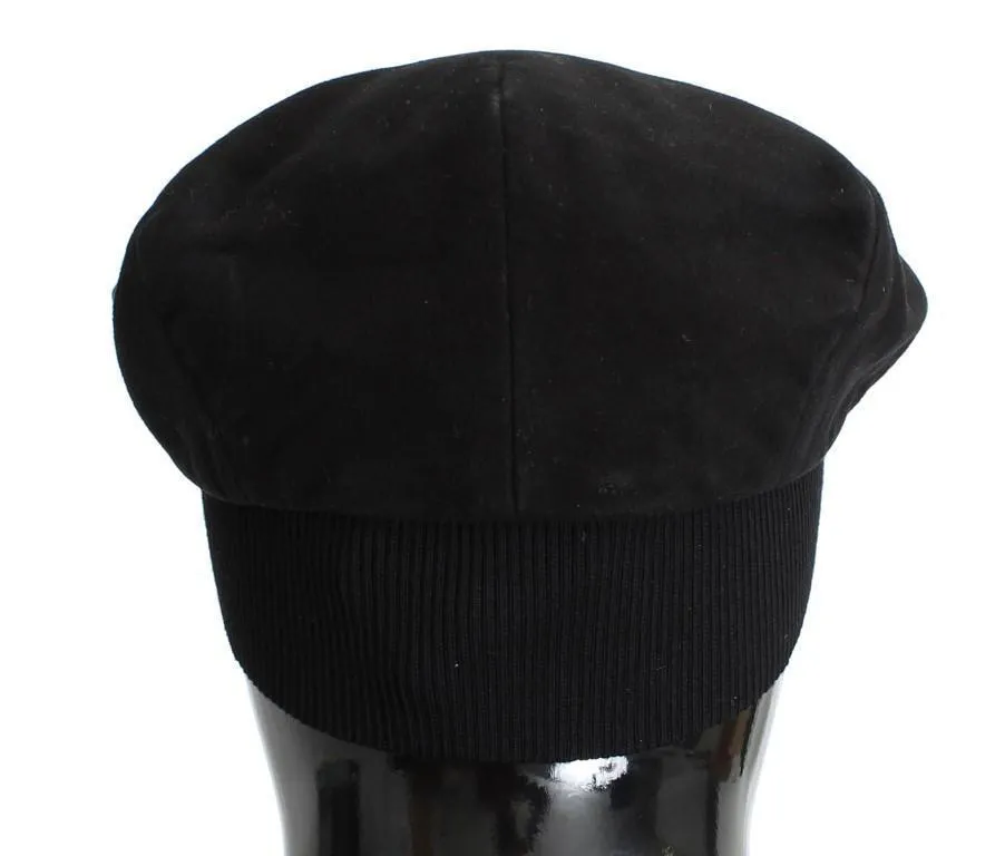 Black Cotton Newsboy Cap