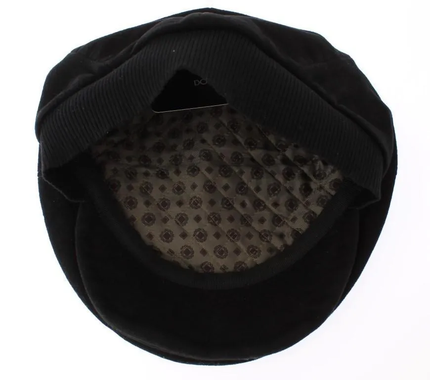Black Cotton Newsboy Cap