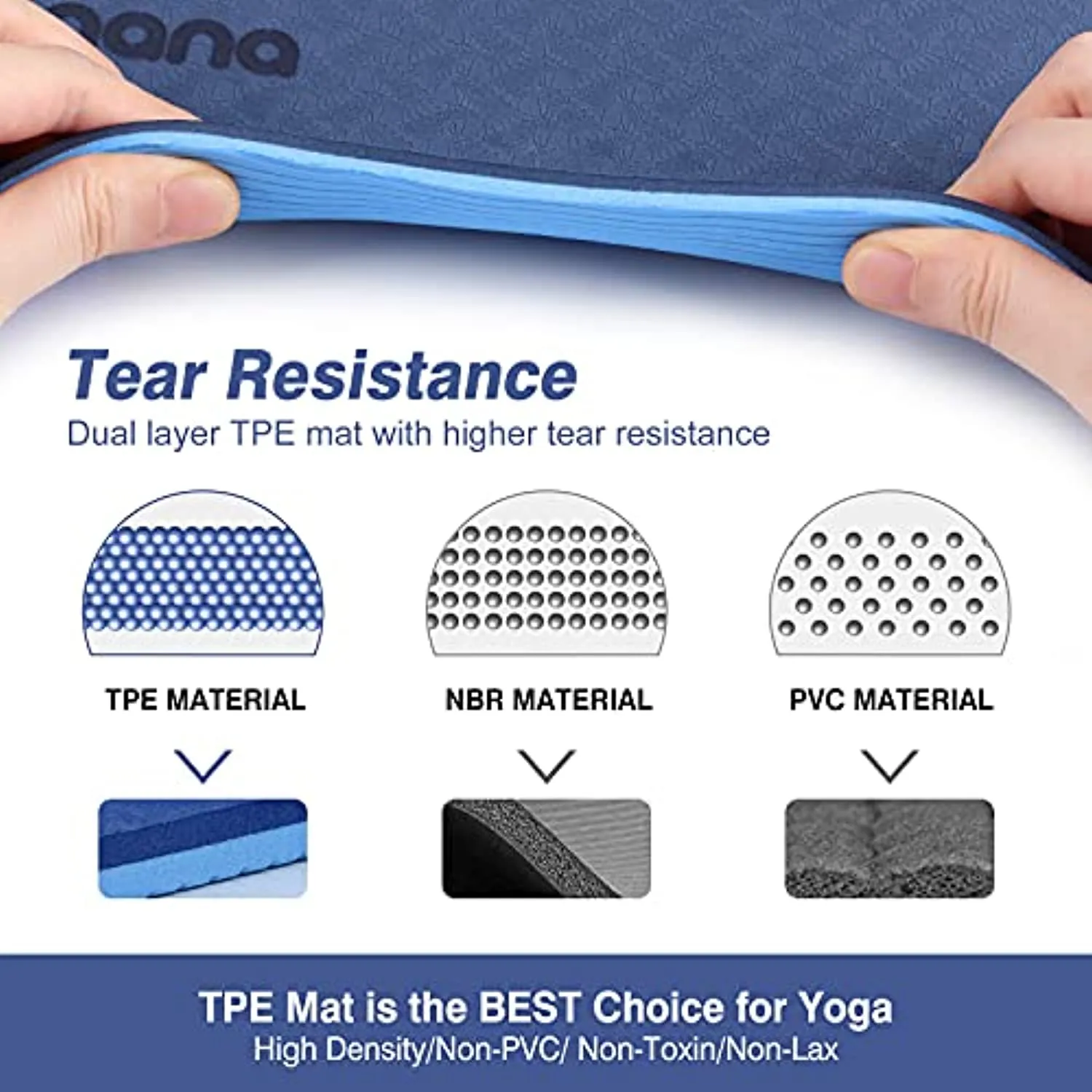 BOBO BANANA 1/4 Thick TPE Yoga Mat,72"x24" Eco-friendly Non-Slip Exercise & Fitness Mat for Men&Women with Carrying Strap, Workout Mat for Yoga,Pilates& Floor Exercise