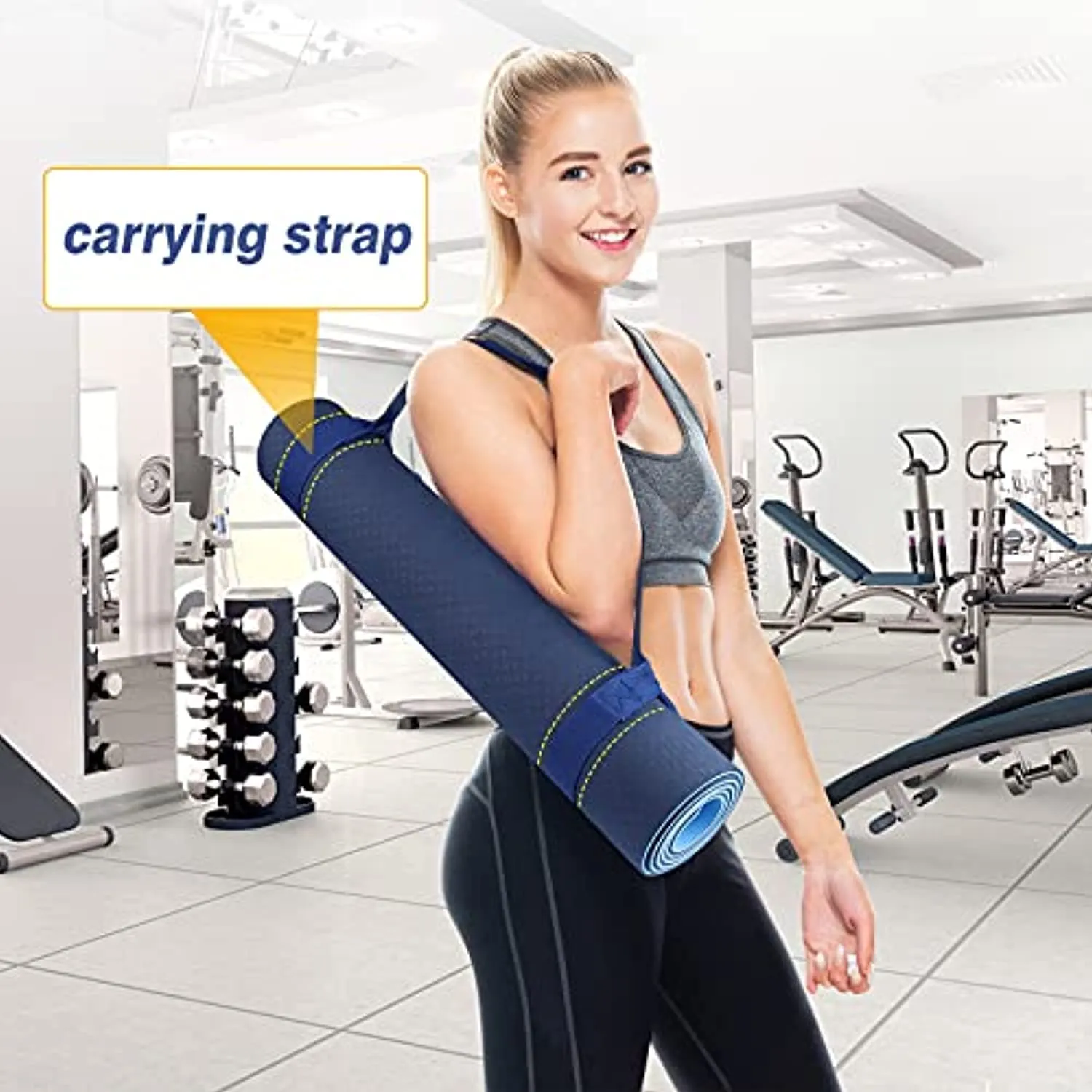 BOBO BANANA 1/4 Thick TPE Yoga Mat,72"x24" Eco-friendly Non-Slip Exercise & Fitness Mat for Men&Women with Carrying Strap, Workout Mat for Yoga,Pilates& Floor Exercise