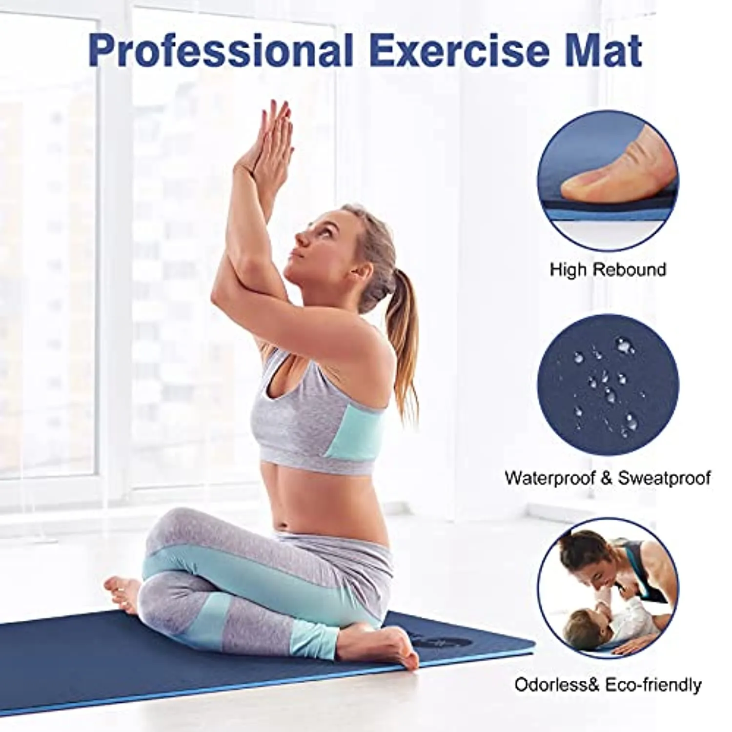 BOBO BANANA 1/4 Thick TPE Yoga Mat,72"x24" Eco-friendly Non-Slip Exercise & Fitness Mat for Men&Women with Carrying Strap, Workout Mat for Yoga,Pilates& Floor Exercise