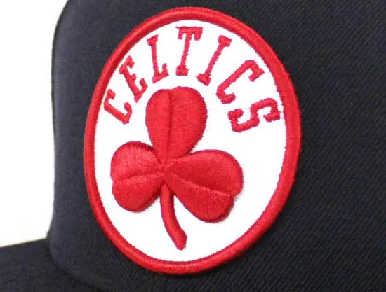 BOSTON CELTICS New Era 59Fifty Fitted Hat (Red Sox Color Way Navy Red Gray Under Brim)