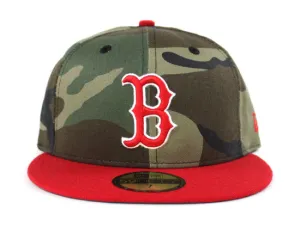 Boston Red Sox New Era 59Fifty Fitted Hats (Camo Red Green Under Brim)