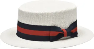 Bruno Capelo BC-631 Boater Straw Hat White/Red/Blue