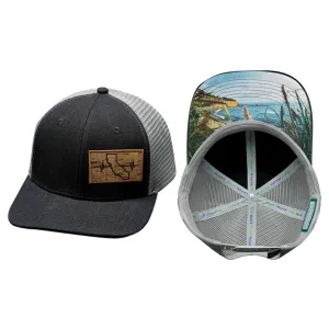 California 6-Panel Heartbeat Hat (Charcoal Gray, Gray)