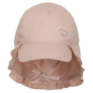Calikids Baby Ball Cap with Neck Flap in Pink Clay: Size 3M to 3 Years
