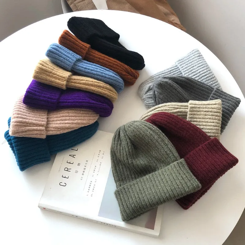 Candy Colors Winter Hat Women Knitted  Soft Trendy