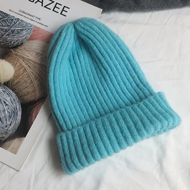 Candy Colors Winter Hat Women Knitted  Soft Trendy