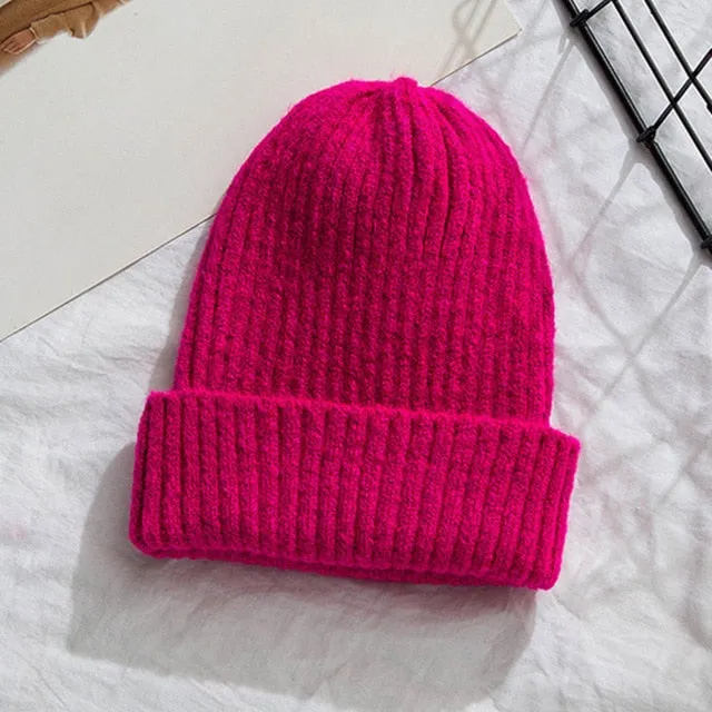 Candy Colors Winter Hat Women Knitted  Soft Trendy