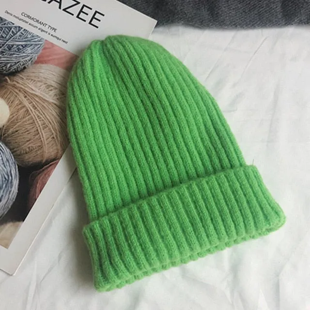 Candy Colors Winter Hat Women Knitted  Soft Trendy