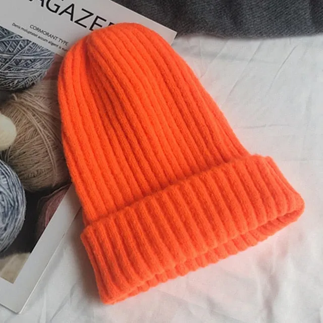 Candy Colors Winter Hat Women Knitted  Soft Trendy