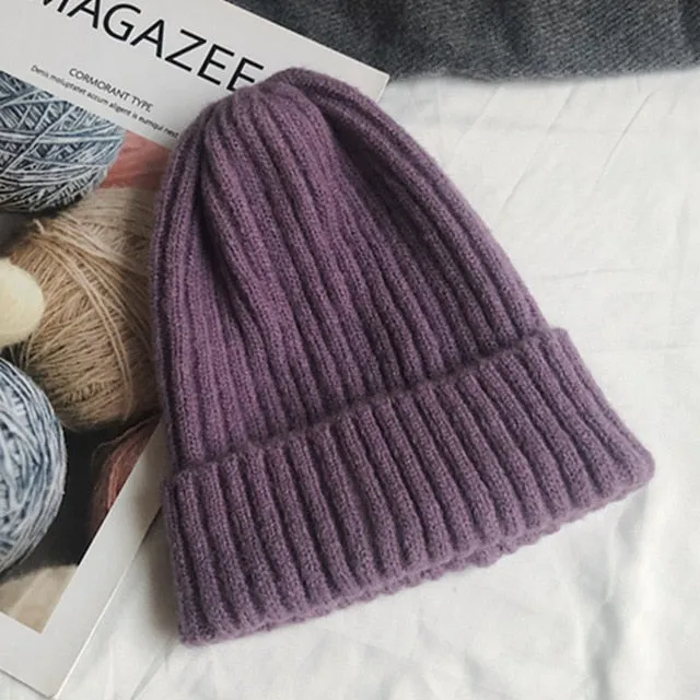 Candy Colors Winter Hat Women Knitted  Soft Trendy