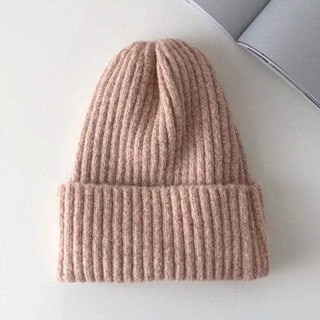 Candy Colors Winter Hat Women Knitted  Soft Trendy