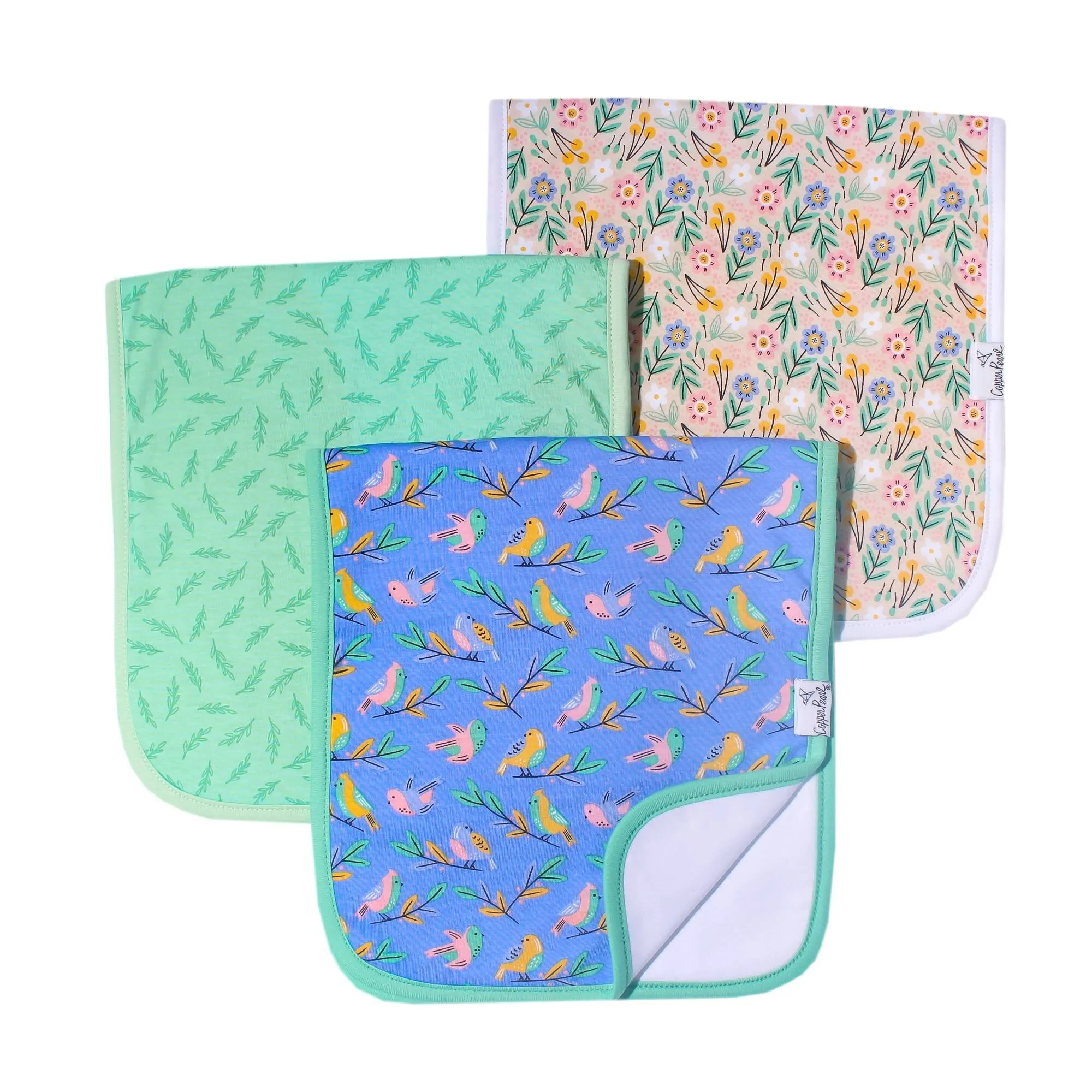 Copper Pearl Birdie Premium Burp Cloth Set