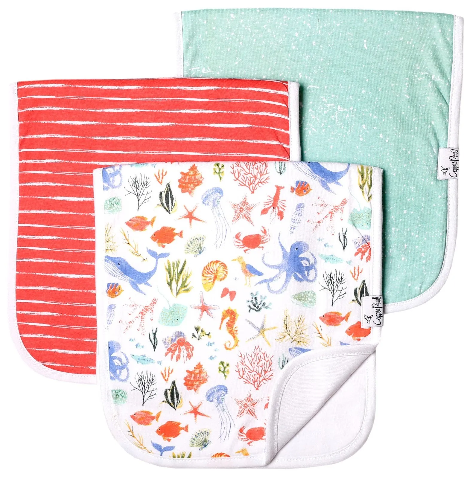 Copper Pearl Nautical Premium Burp Cloth Set