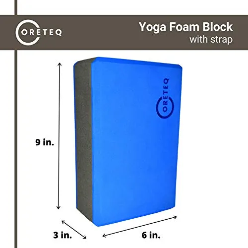 Coreteq High Stability EVA Foam Yoga Block Brick Set of 2 with Yoga Belt Starter Kit (Pink-Grey-Pink)