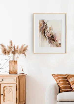 Cowgirl Aesthetic Art Print, Muted Abstract Wall Art in Pink Brown Gold, Trendy Home Decor Gift for Western Style Enthusiasts | Wild West Chic Collection