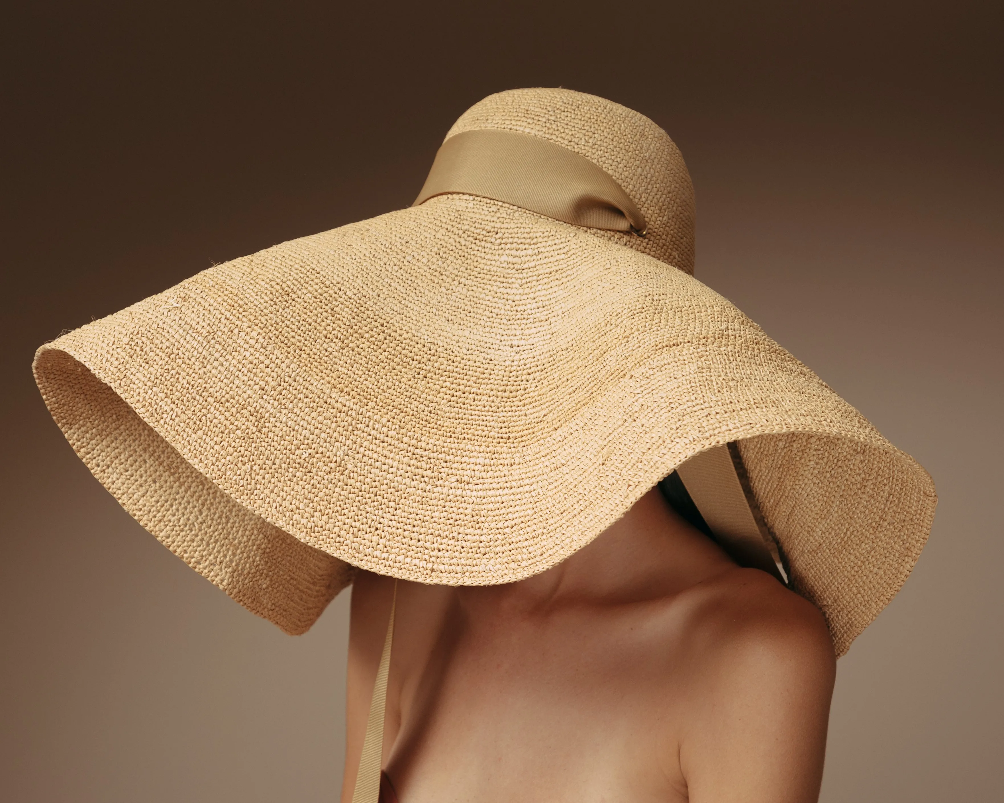 Crochet Extra Long Brim Glamour hat with Grosgrain adjustable ribbon