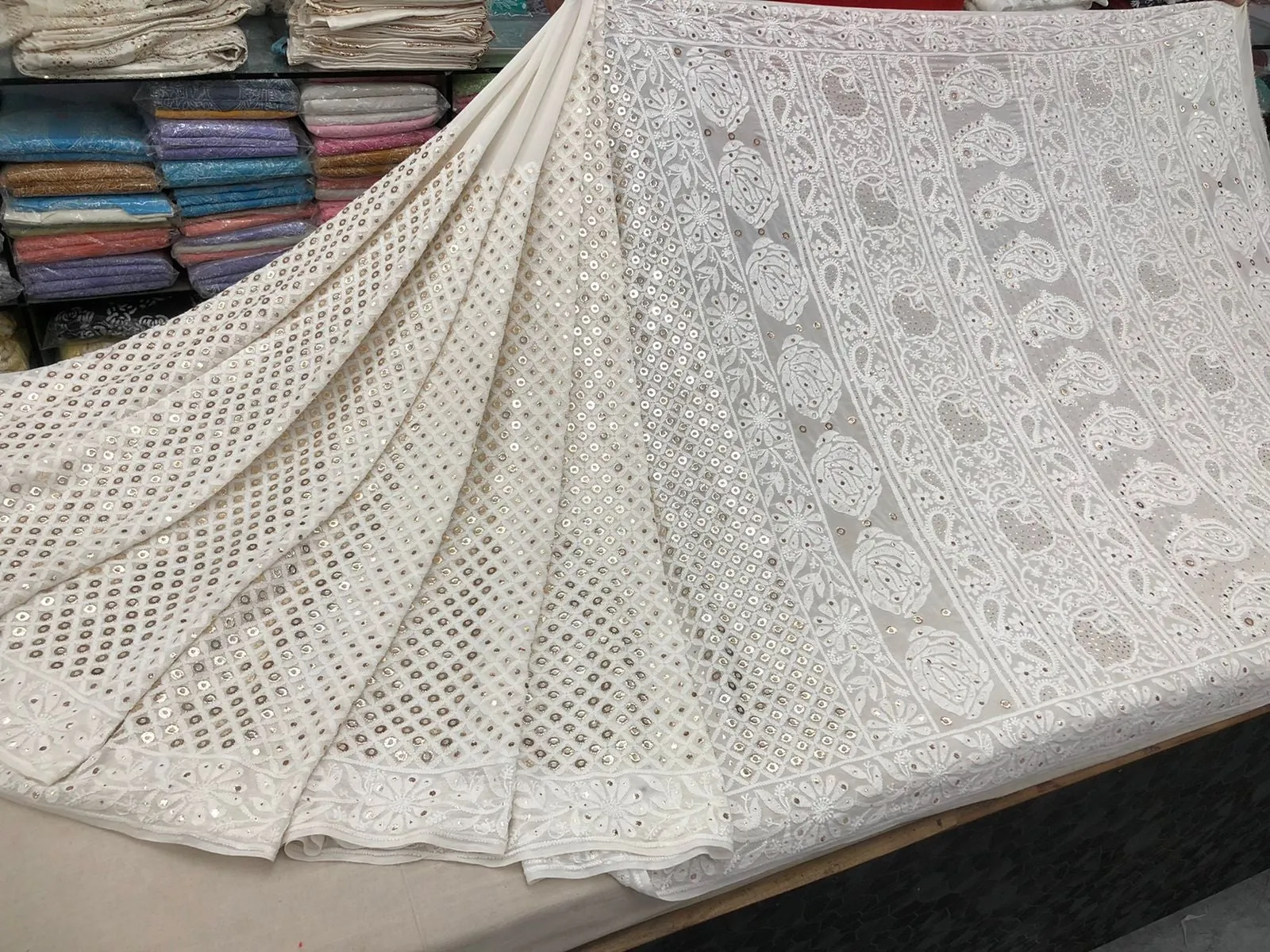 Custom Chikankari Georgette Saree