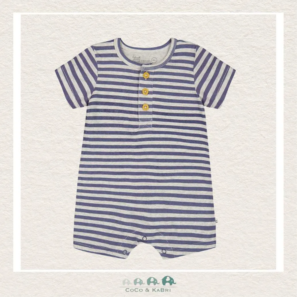 Deux Par Deux Baby Boy Jersey Romper - Printed Blue Stripes