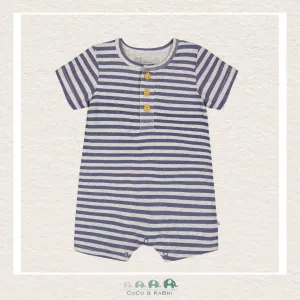 Deux Par Deux Baby Boy Jersey Romper - Printed Blue Stripes