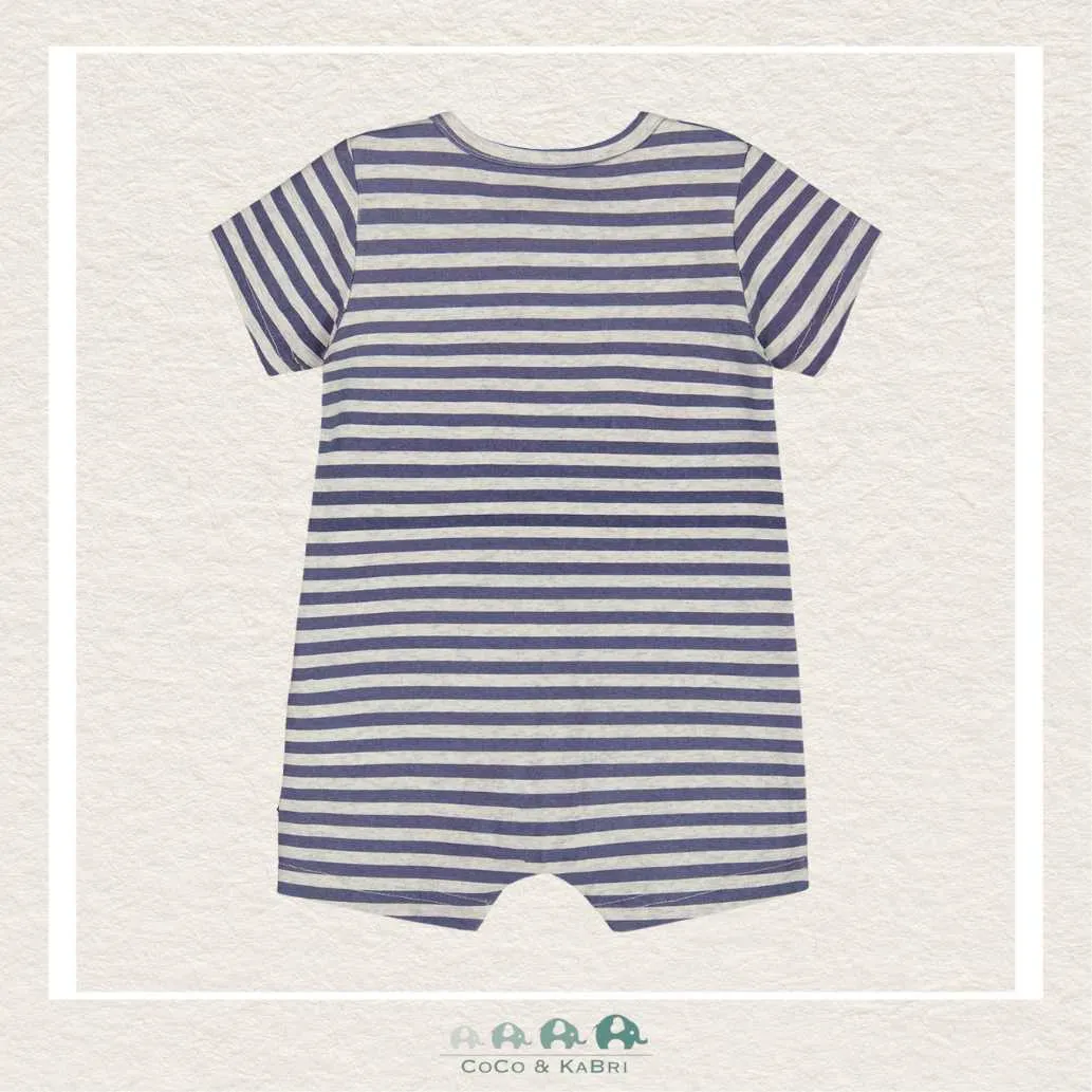 Deux Par Deux Baby Boy Jersey Romper - Printed Blue Stripes