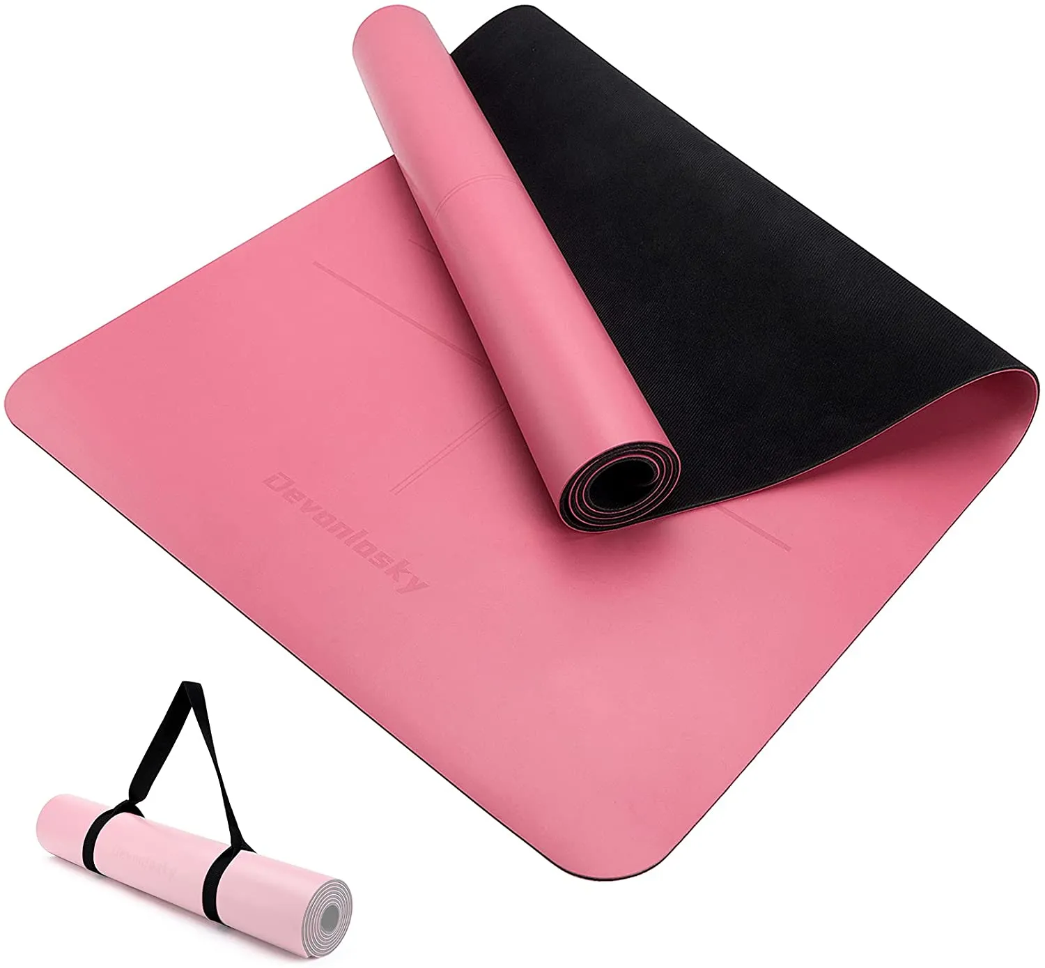 Devonlosky Yoga Mat, Non-slip Eco Friendly Exercise Yoga Mat for Men and Women, 1/4-Inch Thick High Density Pro Mat with Carrying Strap for Yoga Pilates and Fitness Exercise