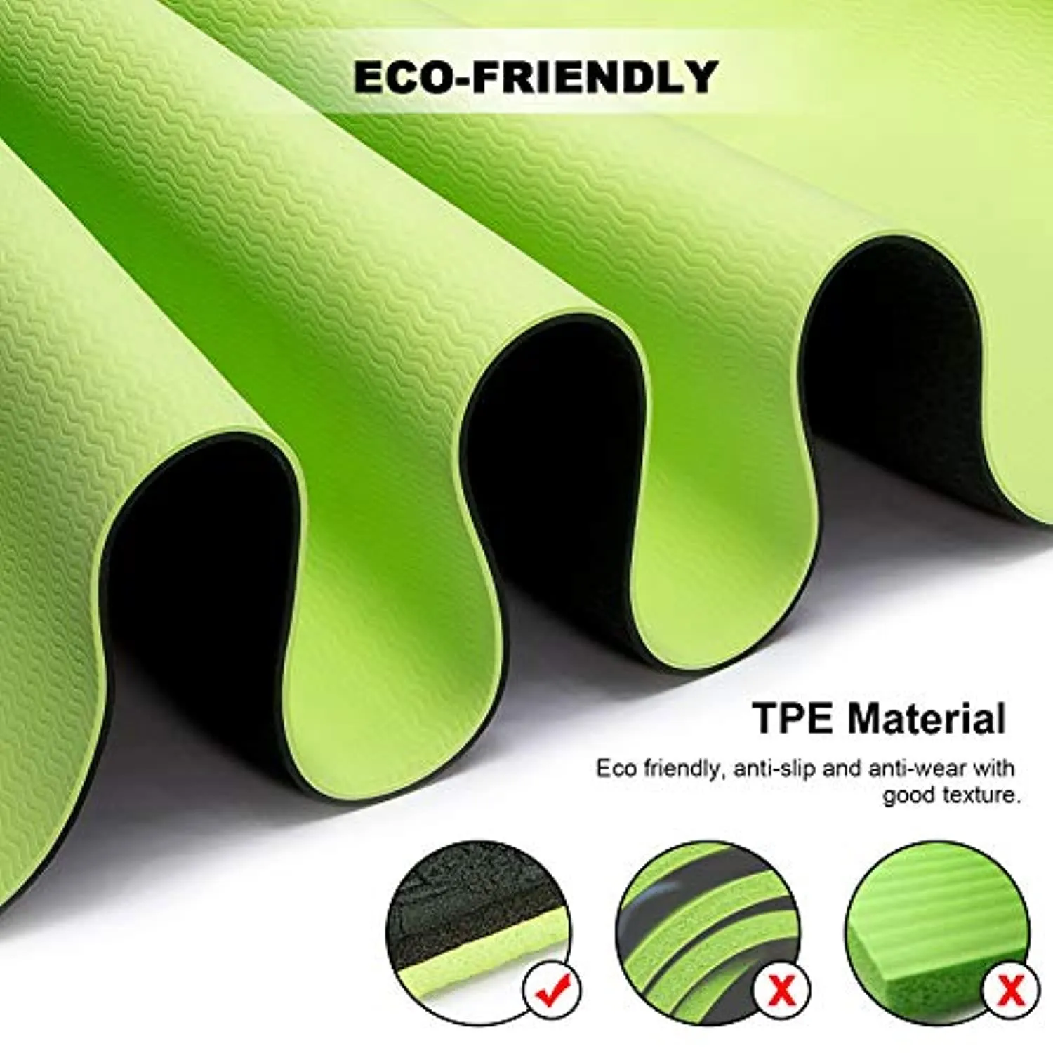Devonlosky Yoga Mat, Non-slip Eco Friendly Exercise Yoga Mat for Men and Women, 1/4-Inch Thick High Density Pro Mat with Carrying Strap for Yoga Pilates and Fitness Exercise
