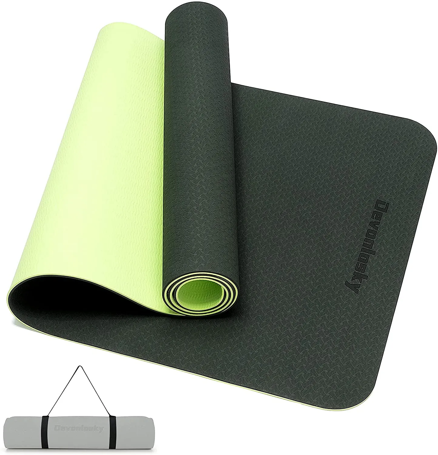Devonlosky Yoga Mat, Non-slip Eco Friendly Exercise Yoga Mat for Men and Women, 1/4-Inch Thick High Density Pro Mat with Carrying Strap for Yoga Pilates and Fitness Exercise